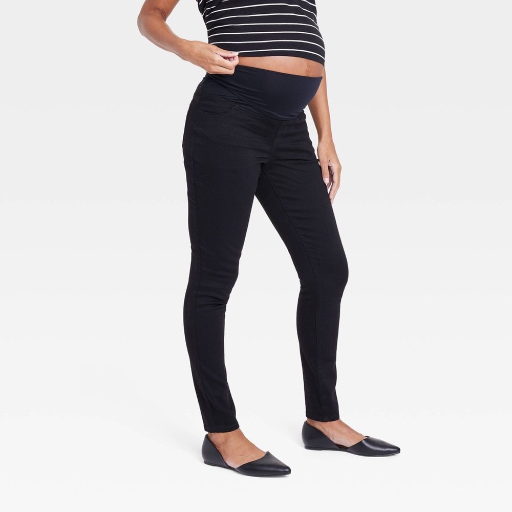 Isabel Maternity Pregnancy Women's Black Jeans Size 8 Built-In Back Support